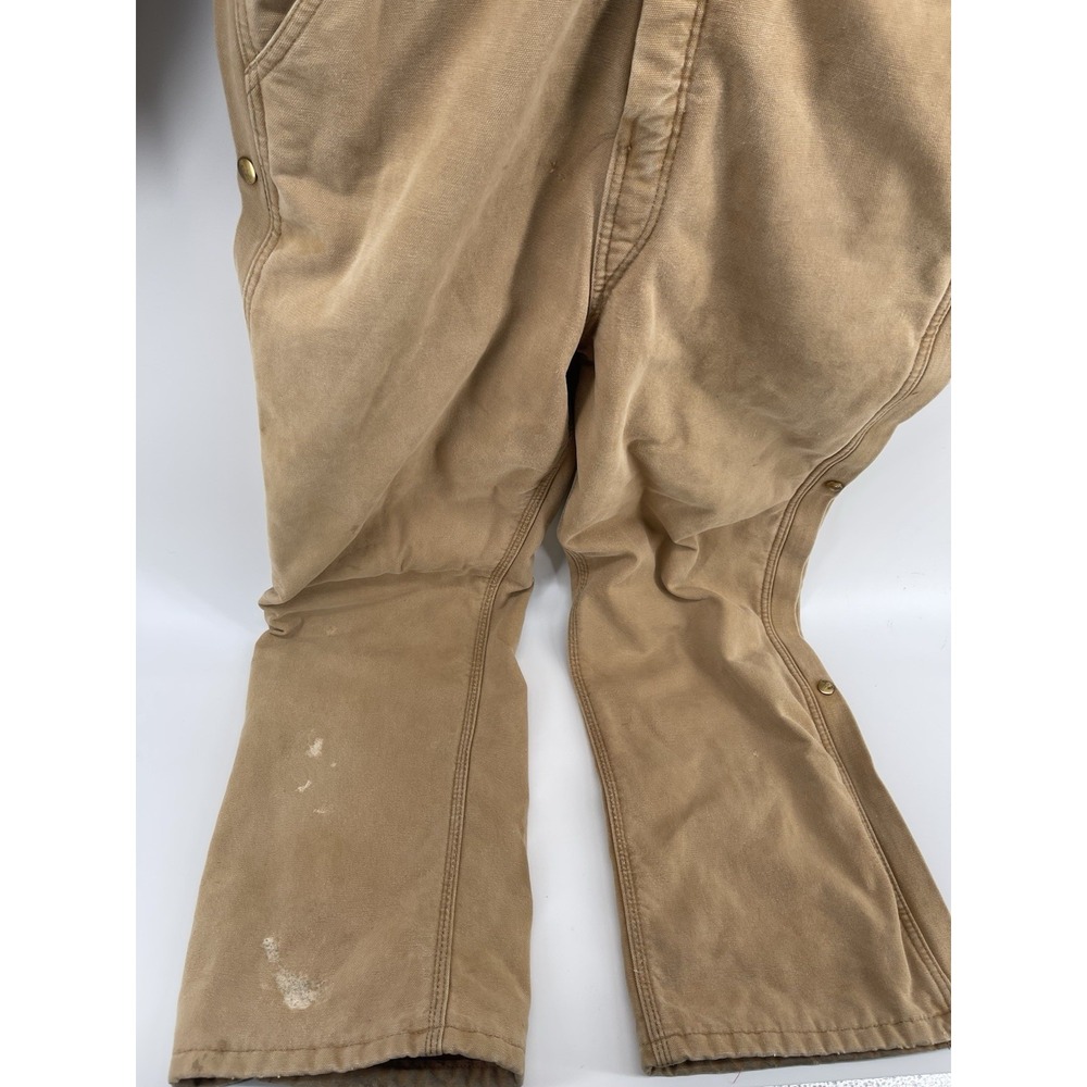 Rare vintage Carhartt Tan Brown Collar Duck Canvas Coverall Jumpsuit - Picture 9 of 16